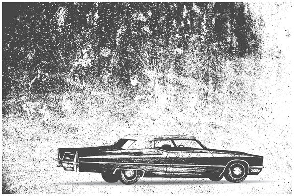 Cadillac car on grunge background