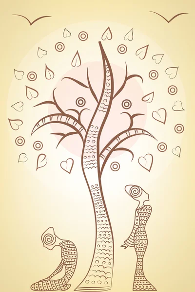 Couple in love under the tree Royalty Free Stock Illustrations
