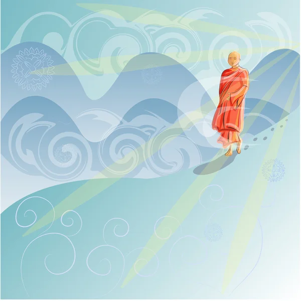 Dağlardaki Budist keşiş.