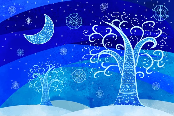 Winter landscape in the ethnic style — Stock Vector