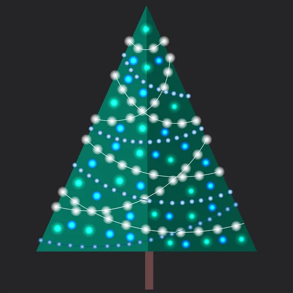 Christmas tree decorated with lights — Stock Vector