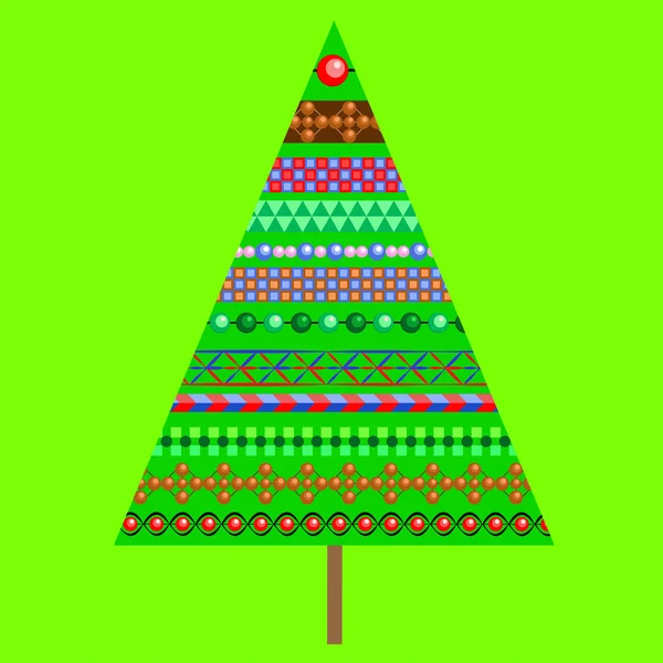 Green Christmas tree met slingers — Stockvector
