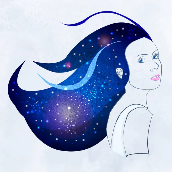 Porträt eines Mädchens mit dem Kosmos — Stockvektor