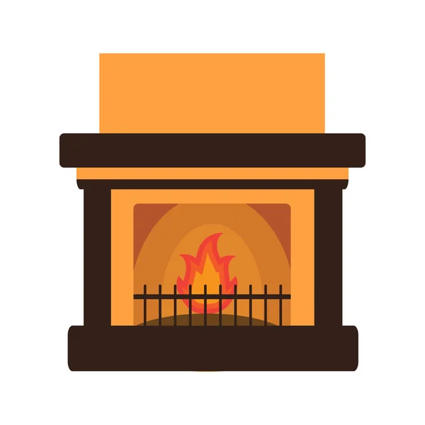 Eld med den brinnande eld platta bruna — Stock vektor