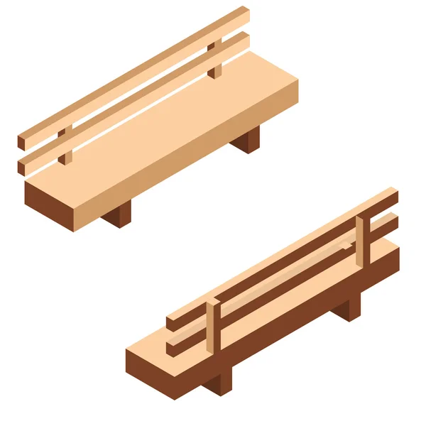 Vector isometrische tuin Bank houten — Stockvector