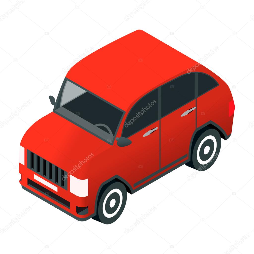   Vector isometric car of red color