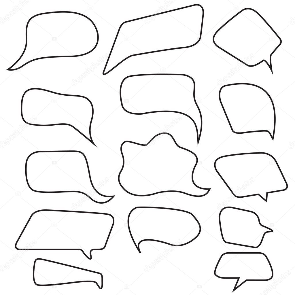Set of empty outline speech bubbles. Symbol for a mobile application or website.