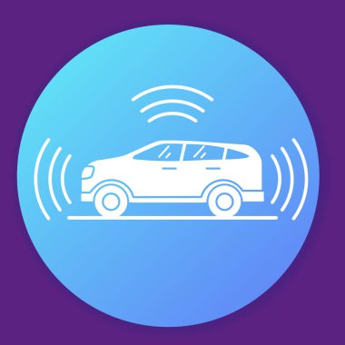 Otonom akıllı araba ikonu. GPS sinyali var..
