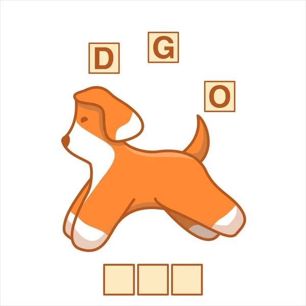 Słowa gry puzzle pies. Edukacja rozwijające się dziecko. — Wektor stockowy
