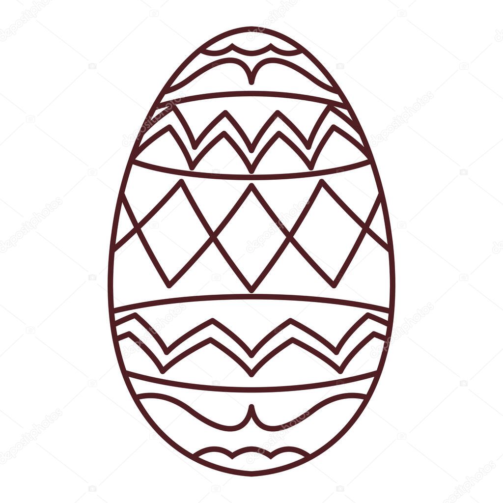 Easter egg with an ornament. Flat outline illustration vector.