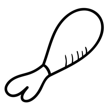 Tavuk bacağı. Yemek karalama skeci. Satır sanatı.