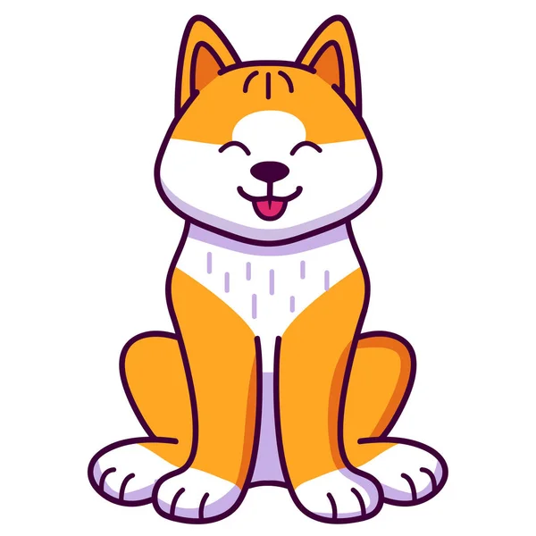 Akita Inu sorridente è una razza di cane sit.Cute animale domestico. Illustrazione Stock