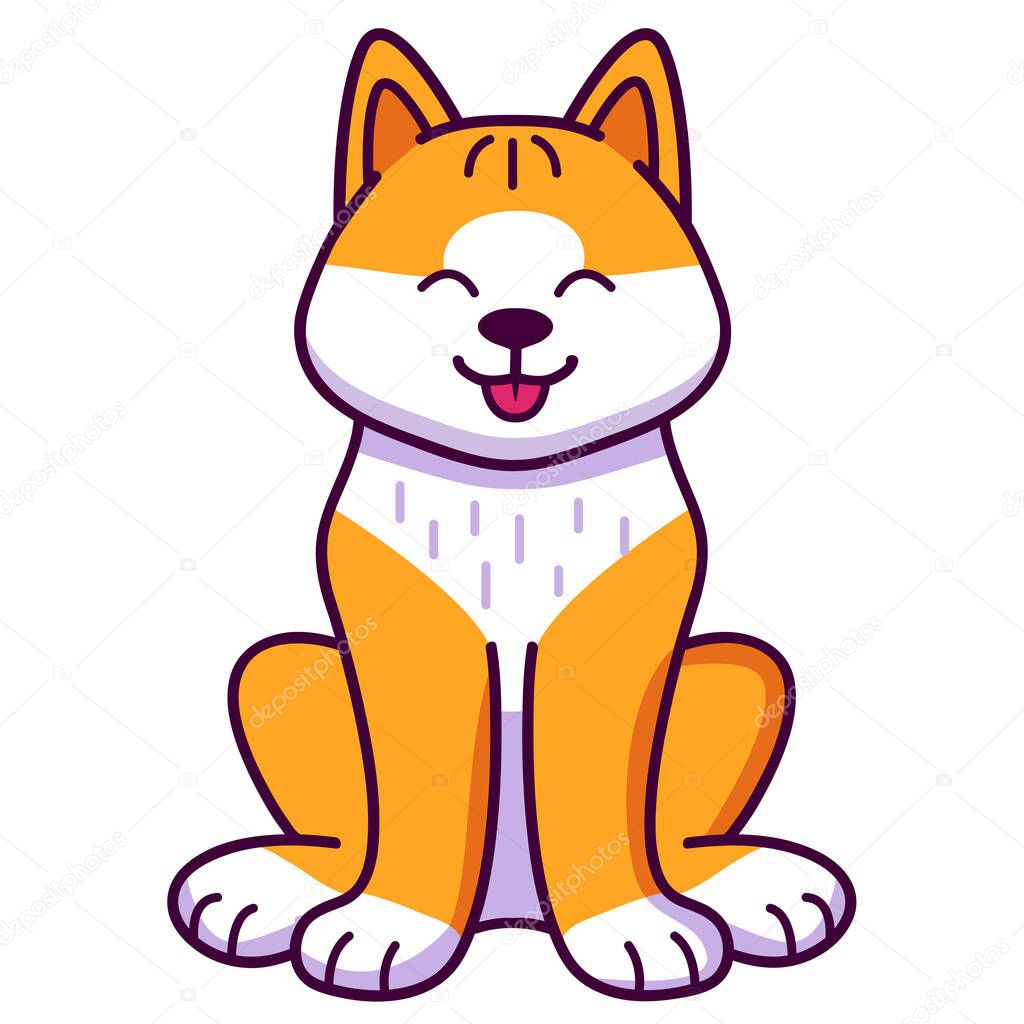Akita Inu smiling is a breed of dog sit.Cute pet animal.