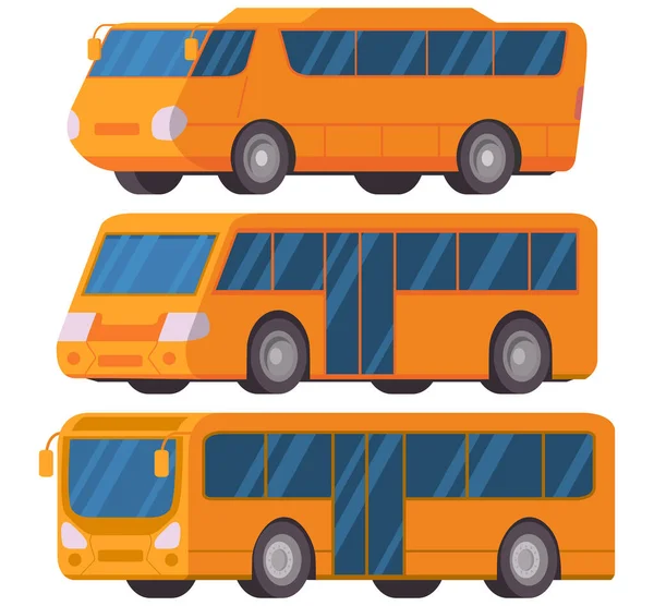 Autobús urbano amarillo. Vector ilustración coche plano style.Vehicle vista lateral. — Vector de stock