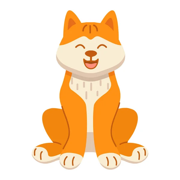 Akita Inu perro sonriente sit.Cute animal de compañía. — Vector de stock