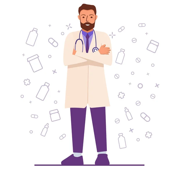 Beyaz önlüklü erkek doktor. Erkek doktor portreleri..