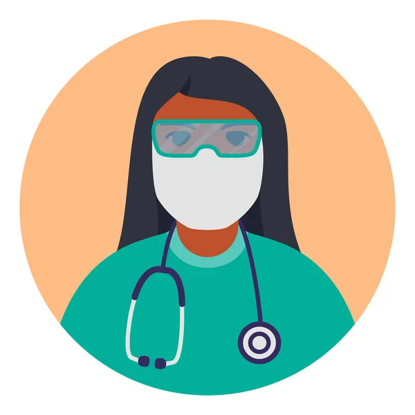Médecin féminin visage masque médical chirurgical.Concept de soins de santé. — Image vectorielle