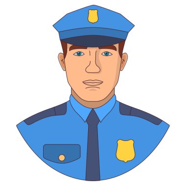 Polis memuru çizgi film karakteri. Üniformalı polis..