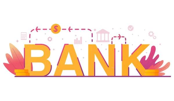 银行的字。商业概念。金融技术。矢量平面插图. — 图库矢量图片