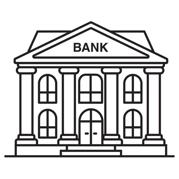 Bank icon building with columns. Outline vector illustration. Stock Vector