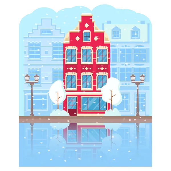 Зимнее время в Амстердаме. — стоковый вектор