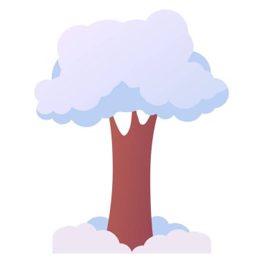 Karla kaplı ağaç. Kış zamanı. Vektör düz resimleme.