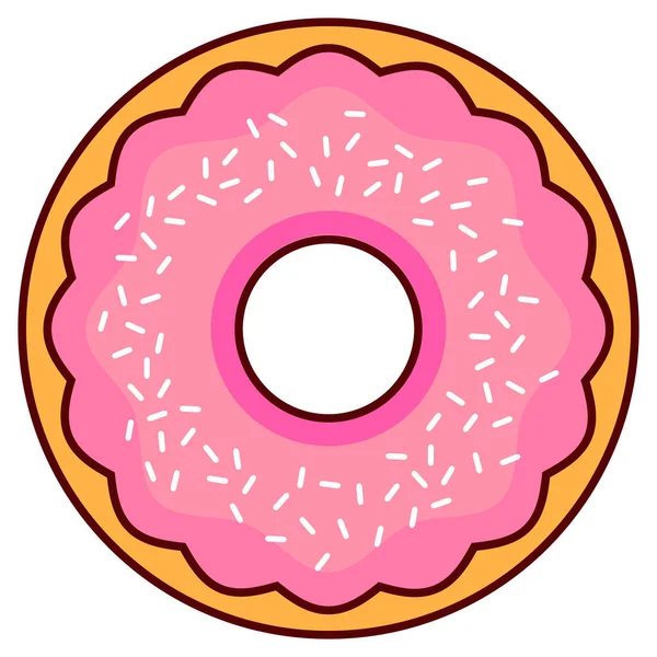 Süßgebäck Donut mit rosa Zuckerguss. Vector flache Illustration. — Stockvektor