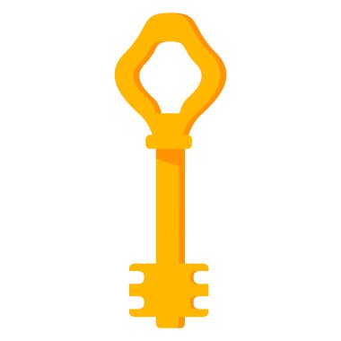 Antika eski altın anahtar. Beyaz arka planda izole edilmiş..