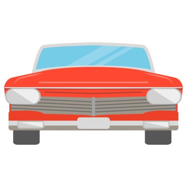 Retro kırmızı araba ön görüntü. Beyaz arkaplanda izole.