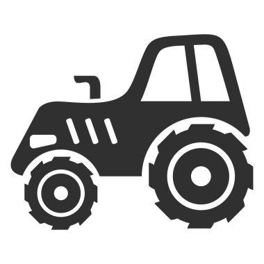 Bir traktör tarım teknisyeninin siyah silueti. Kırsal taşıma.