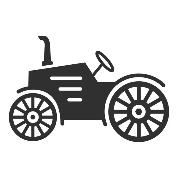 Silueta negra de un viejo tractor. La granja es una máquina rural. — Archivo Imágenes Vectoriales