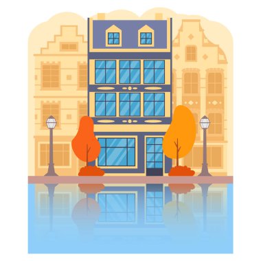 Amsterdam caddesinin sonbahar manzarası.