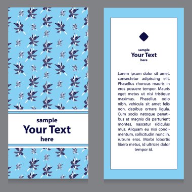 mavi bir arka plan ve soyut bir süsleme ile broşür