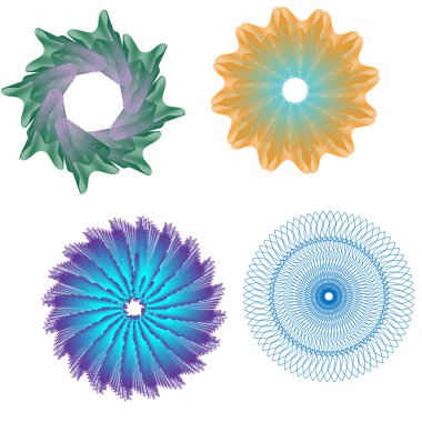 Set filigranlar sertifika, diploma, Guillochlu rozet vektör,