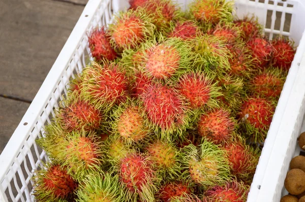 Rambutan Rouge Sur Marché — Photo