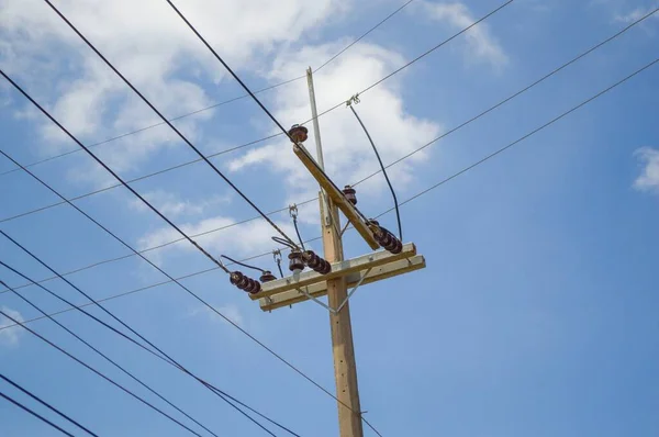 Primer Plano Pilón Eléctrico País Tailandia — Foto de Stock