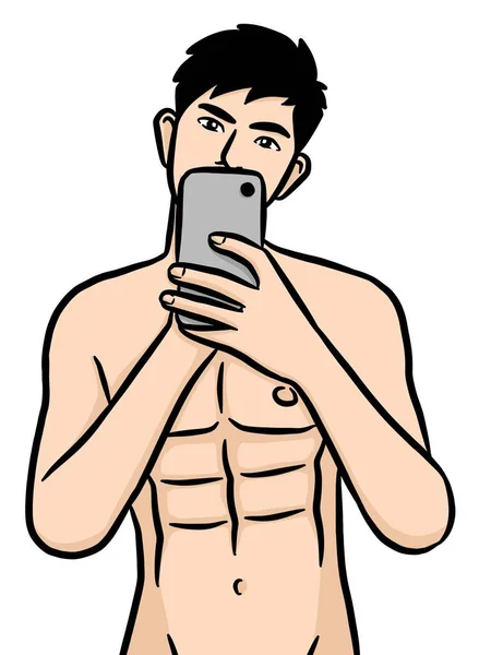 白い背景の漫画のかわいい男 — ストック写真