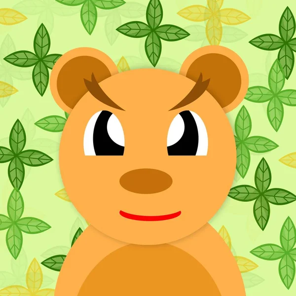 Cartoon Brown Bear Green Background — Stock Photo, Image