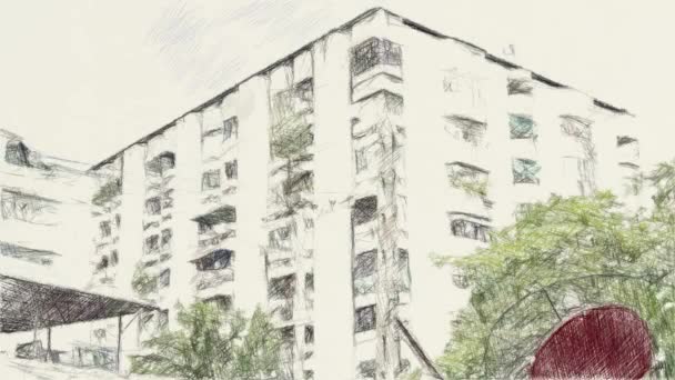 Dessin Art Couleur Bâtiment Bangkok Thaïlande — Video