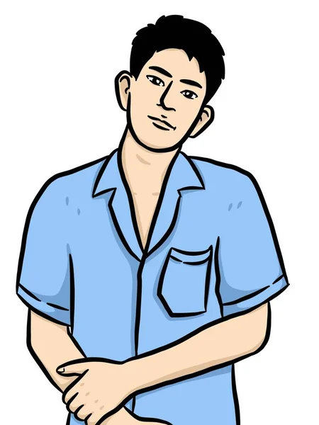 Cartoon Cute Man White Background — Stock Photo, Image