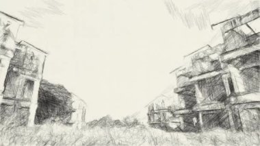 Sanat, kırsal alandaki terk edilmiş binaların siyah-beyazını çiziyor
