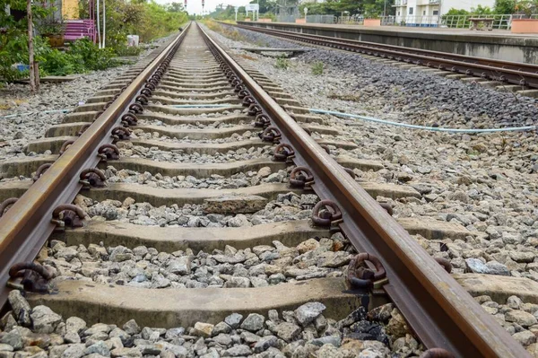 Fechar Ferrovia País Tailândia — Fotografia de Stock