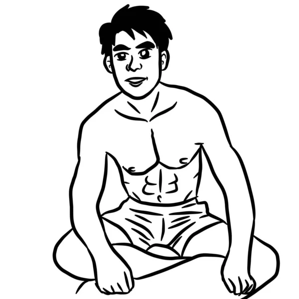 Cartoon Sexy Mann Auf Weißem Hintergrund Für Die Malerei — Stockfoto