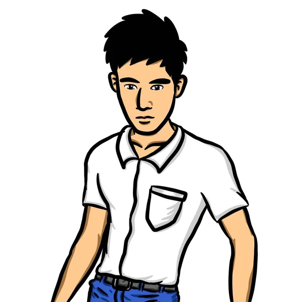 cartoon cute man on white background