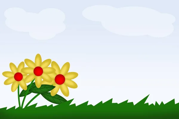 Gelbe Blume Cartoon Illustration — Stockfoto