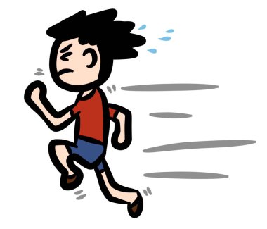 beyaz arka planda koşan çocuğu karala