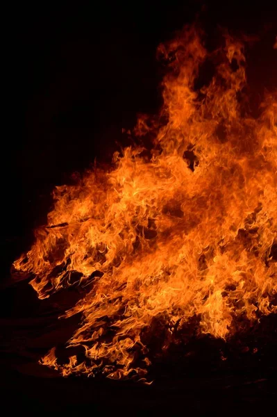 Feu Brûlant Dans Jardin Nuit — Photo