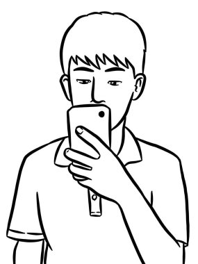 Resim yapmak için siyah beyaz yakışıklı bir adam çiziyor.