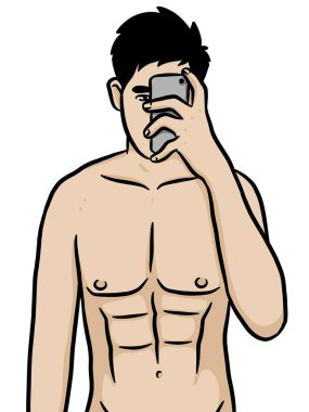 beyaz arkaplanda çizgi film adamı