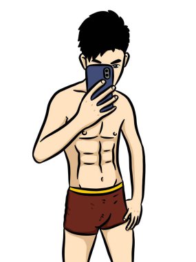 beyaz arkaplanda çizgi film adamı